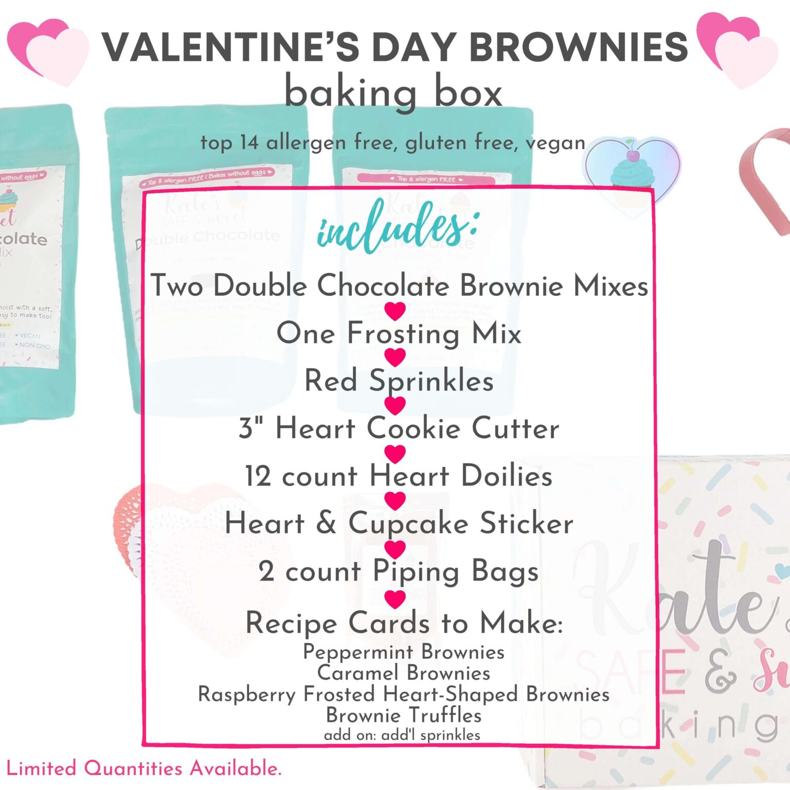 Holiday & Valentines baking boxes Valentine's Brownie Box What's Inside (1)