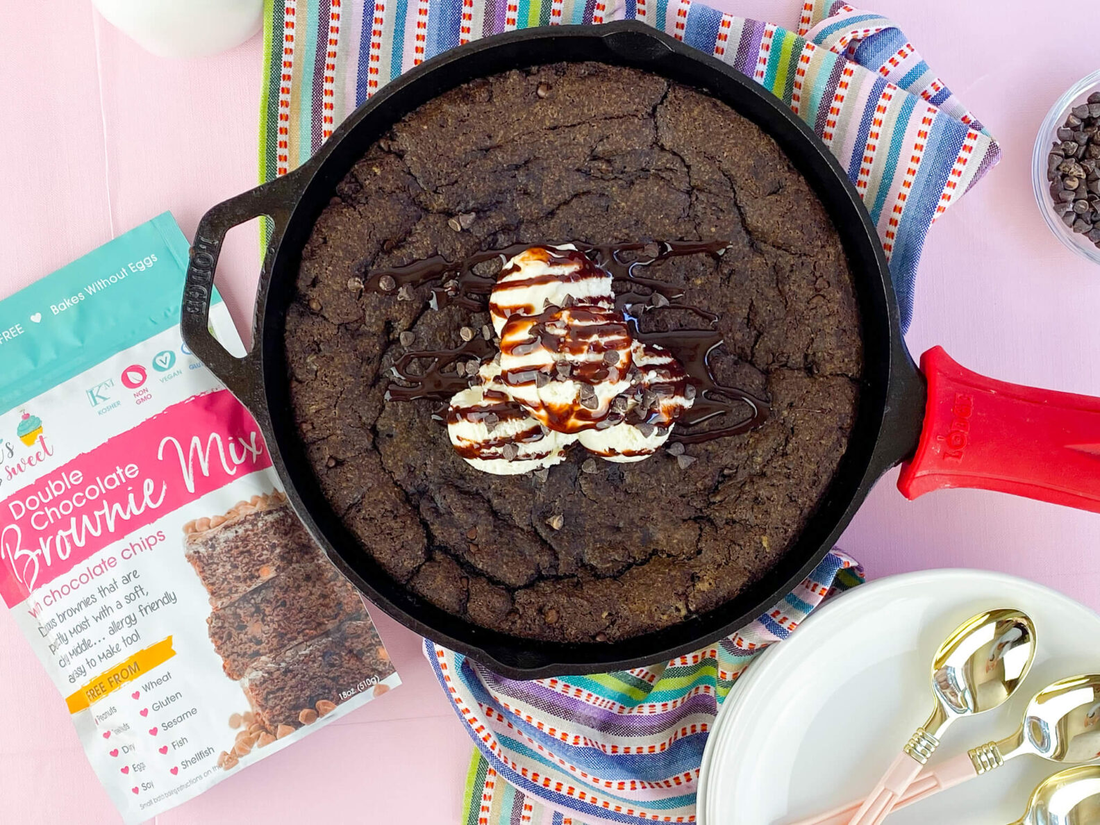 Kate's Safe & Sweet - Brownie Skillet with Mix and Ice Cream