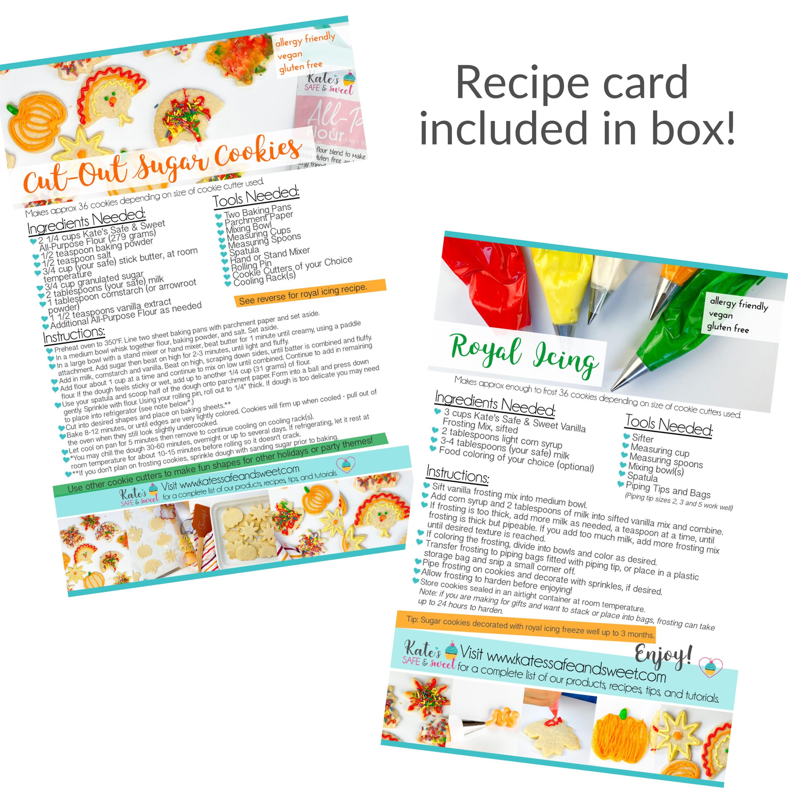 Kate's Safe & Sweet - Thanksgiving Sugar Cookie Baking Box Recipe Card