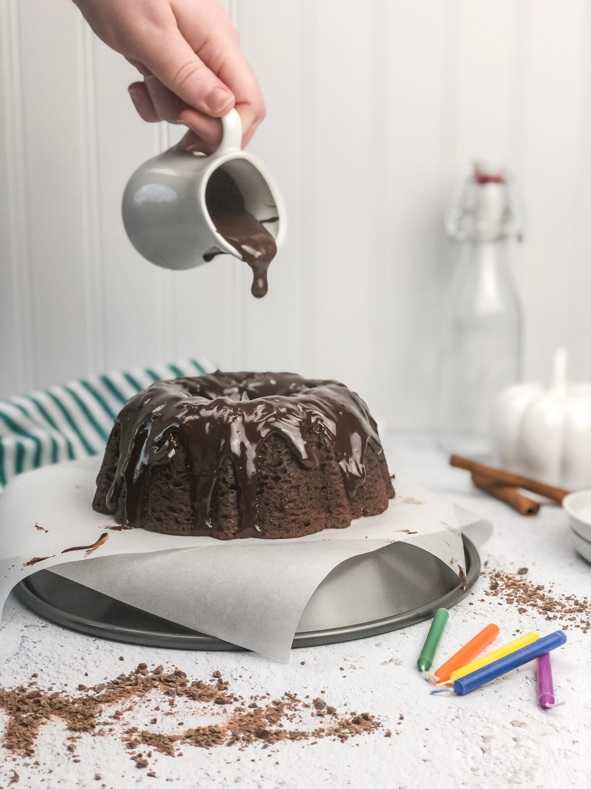 Kate's Safe and Sweet - Spiced Chocolate Pumpkin Cake - Ganache