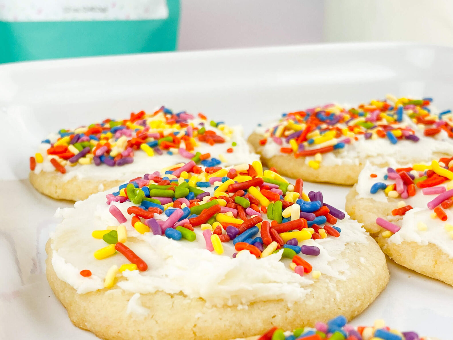 Kate's Safe and Sweet - Frosted Cookies with Dark Sprinkles