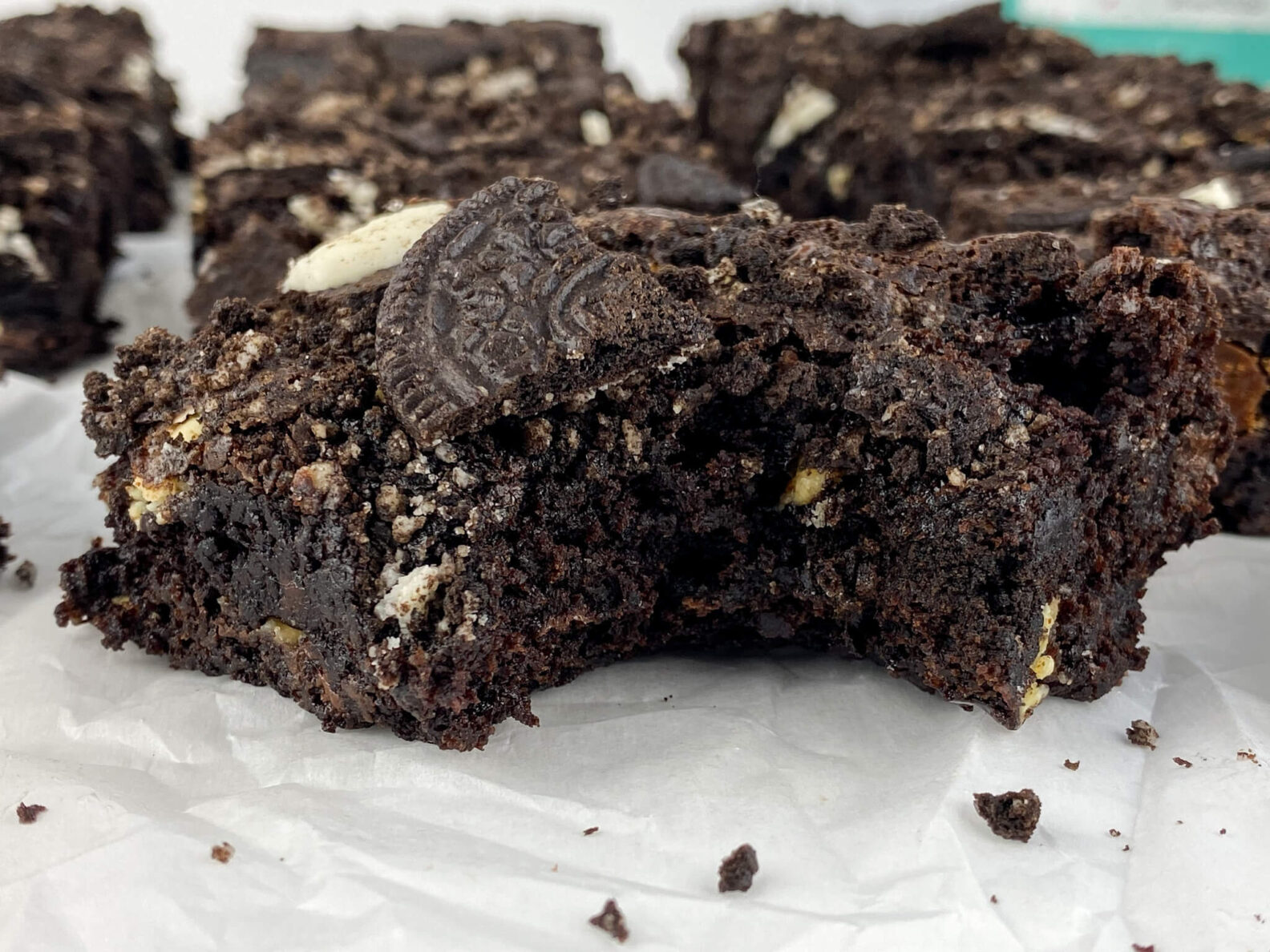 Kate's Safe and Sweet - Chocolate Sandwich Cookie Brownies Bite