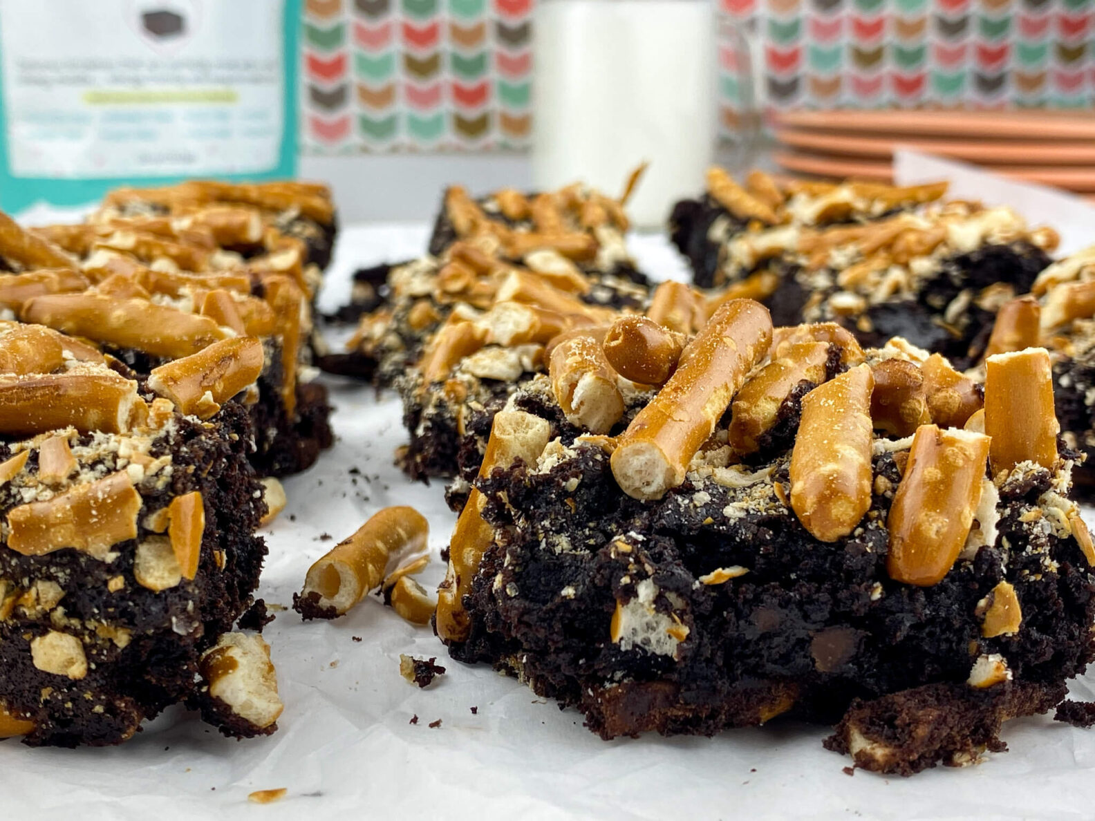 Kate's Safe and Sweet - Salted Pretzel Brownies Mix Background