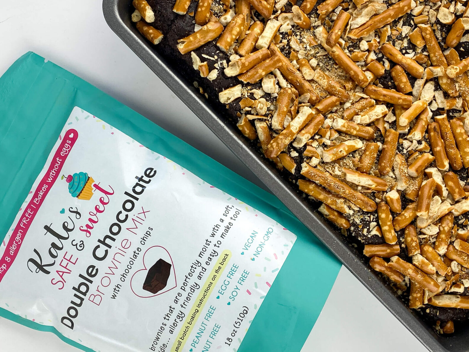 Kate's Safe and Sweet - Salted Pretzel Brownies with Mix
