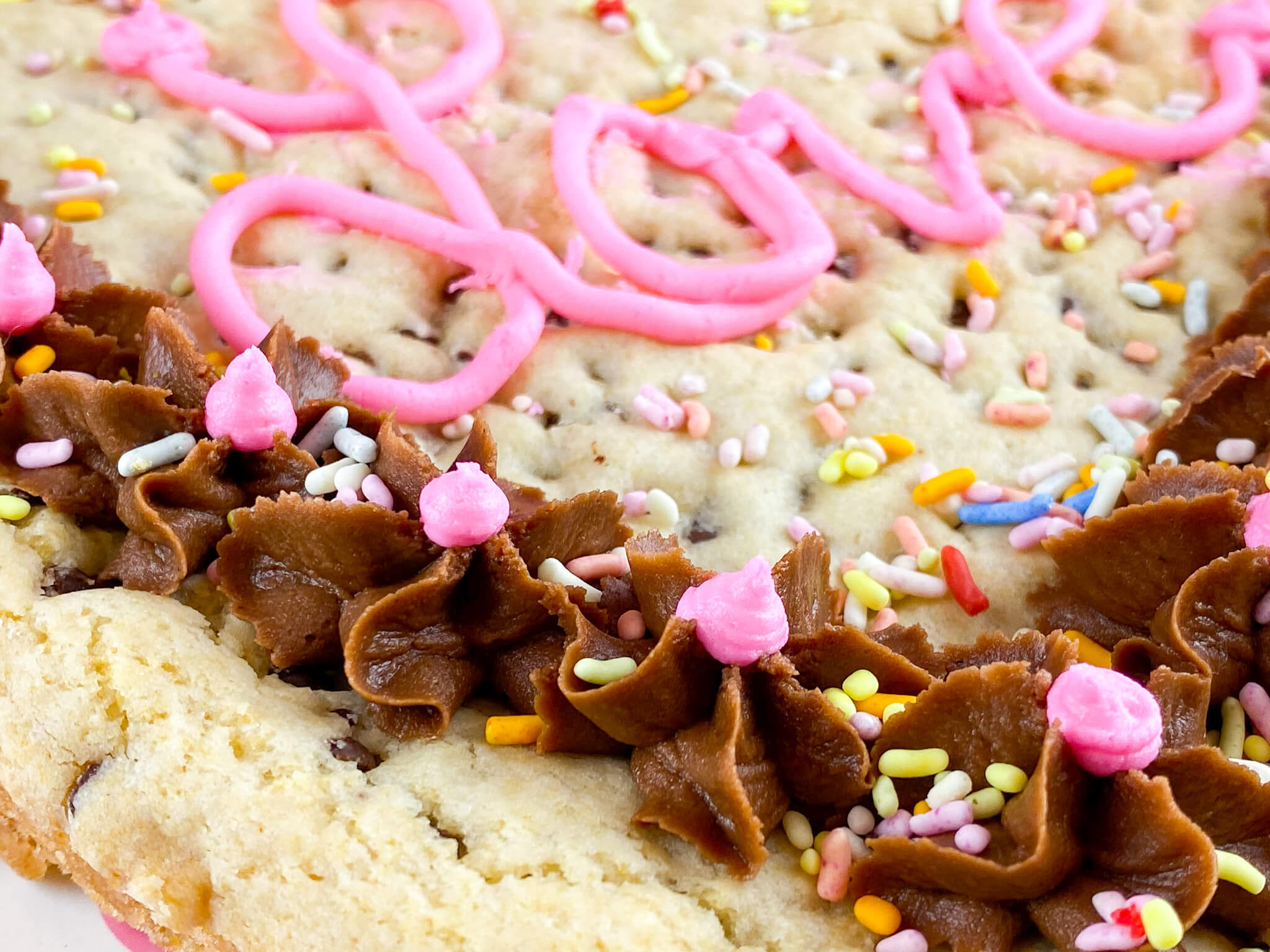 Kate's Safe and Sweet - Heart Shaped Cookie Cake with frosting and love