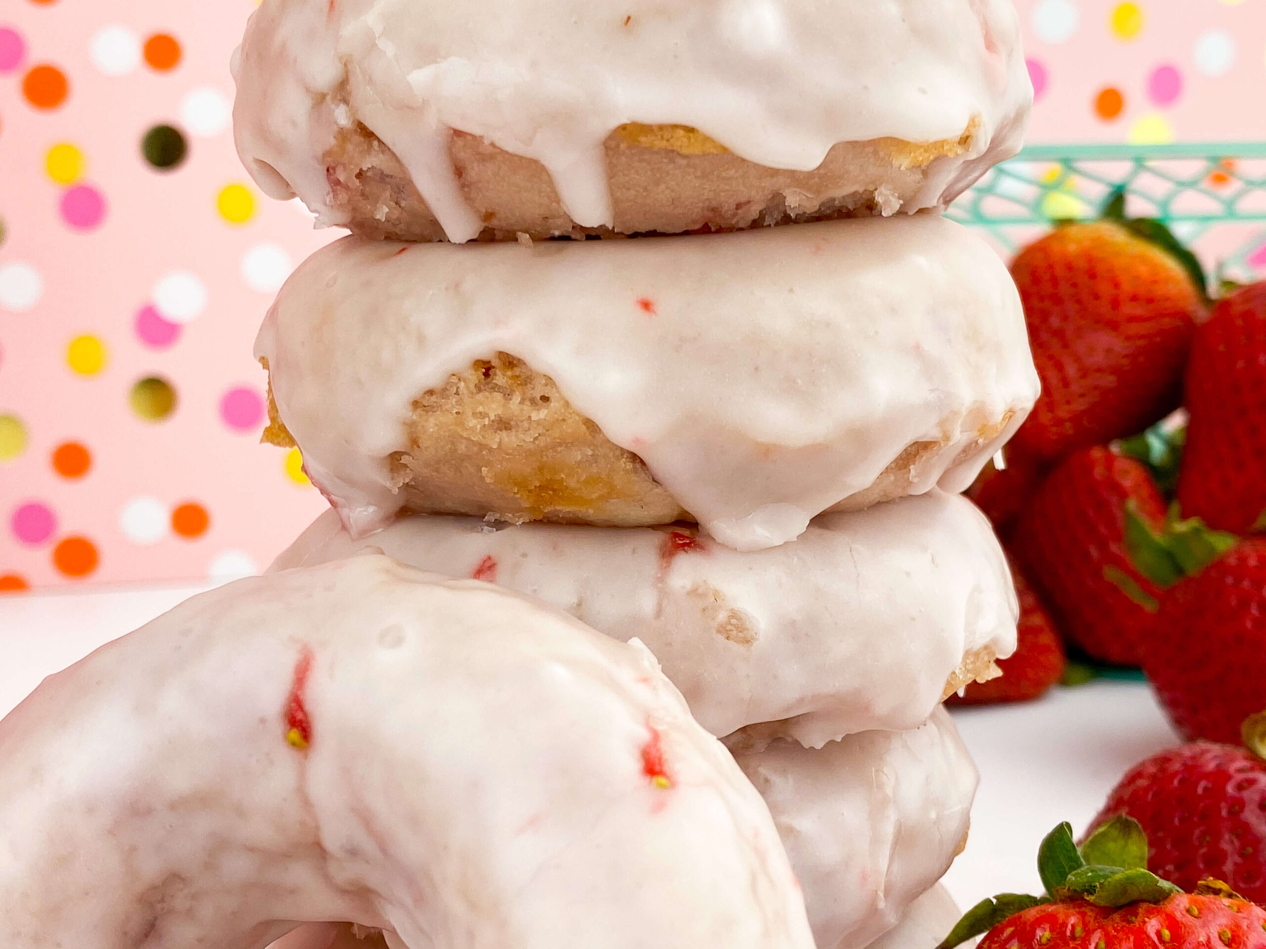 Kate's Safe & Sweet - Strawberry Donuts Stacked Close