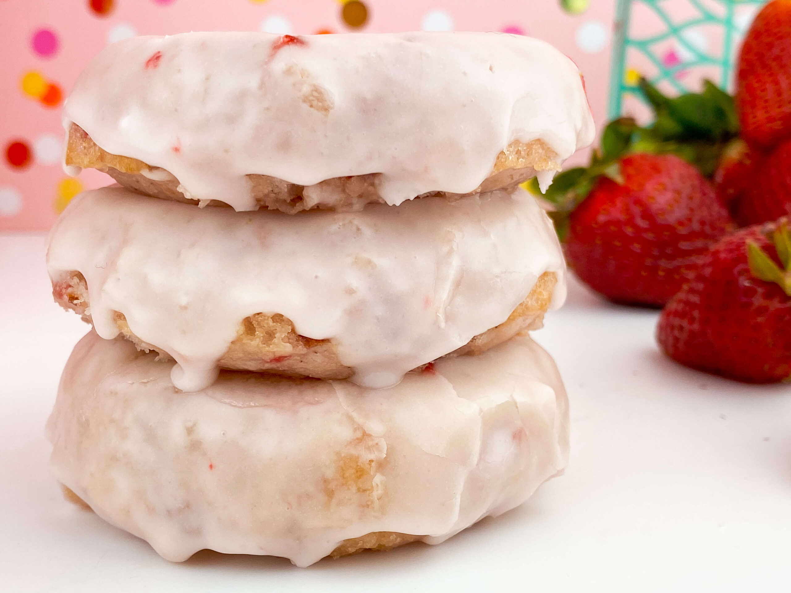 Kate's Safe & Sweet - Strawberry Donuts x 3