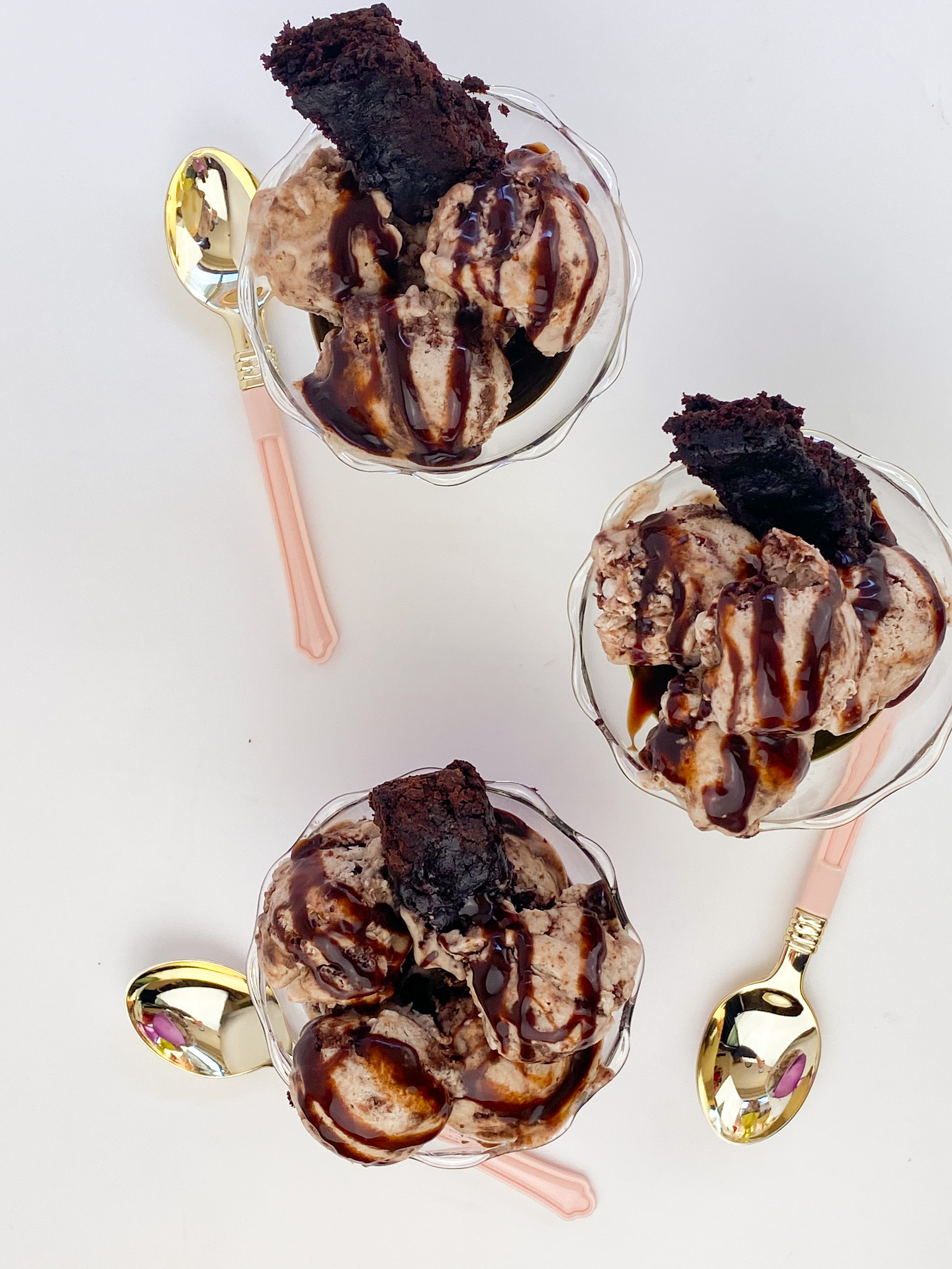 Kate's Safe & Sweet - Brownie Ice Cream Trio in Bowls