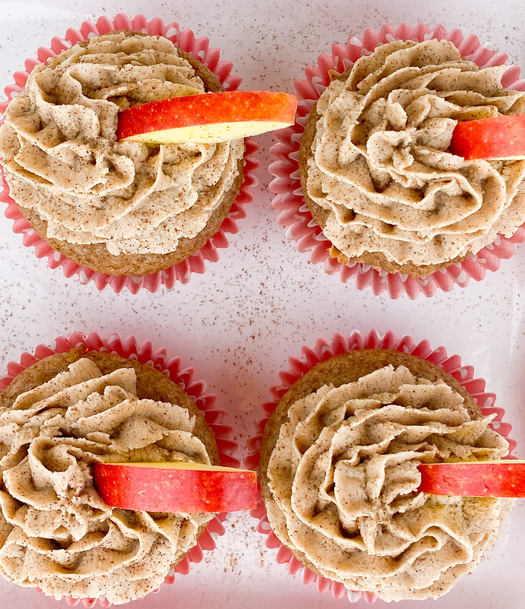 Kate's Safe & Sweet - Apple Pie Cupcakes in Tray with Apples