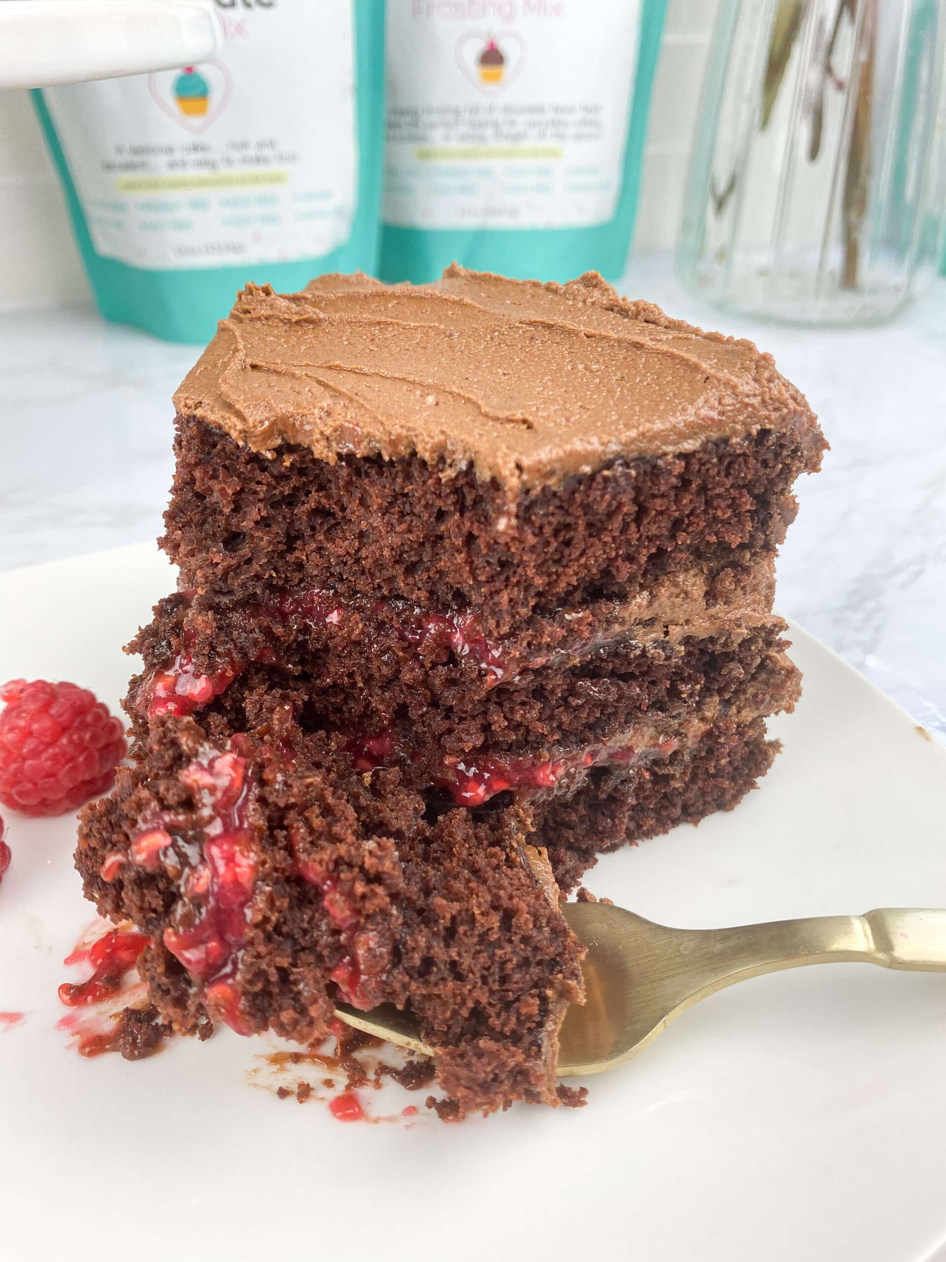 Kate's Safe & Sweet - Chocolate Raspberry Cake Slice