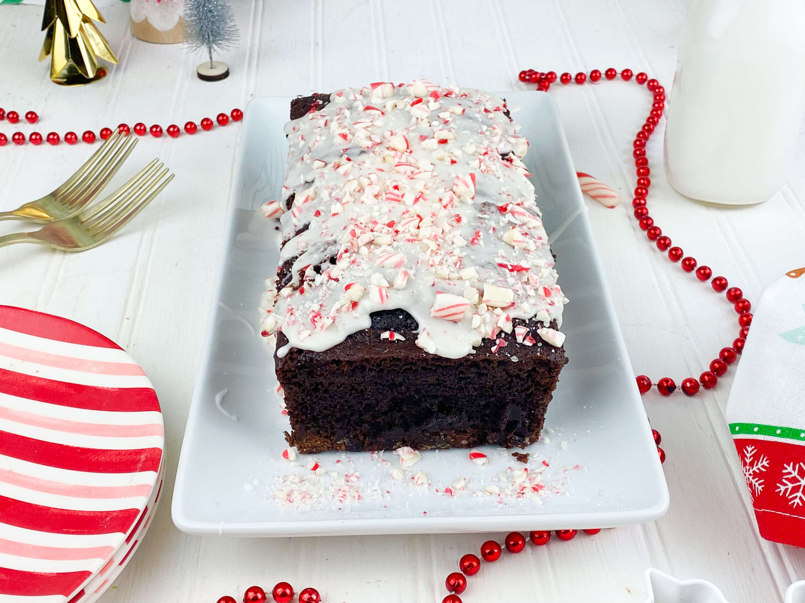 Kate's Safe & Sweet - Chocolate Peppermint Loaf with Crushed Peppermint